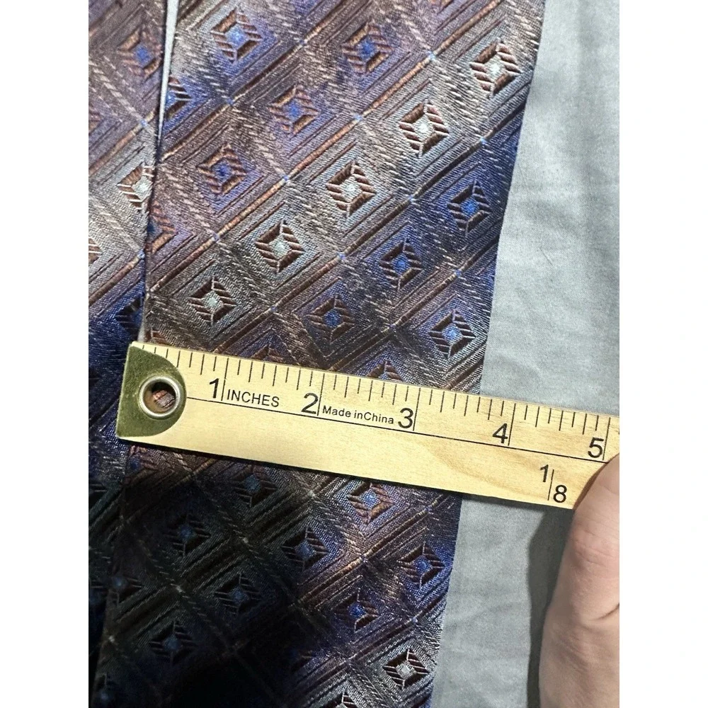 Polifroni Milano Brown/Blue Diamond Metallic Silk Neck Tie‎